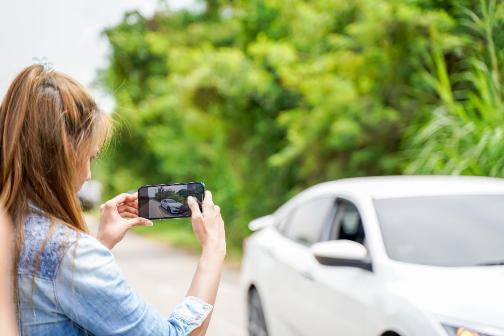 Taking photo of a car. 